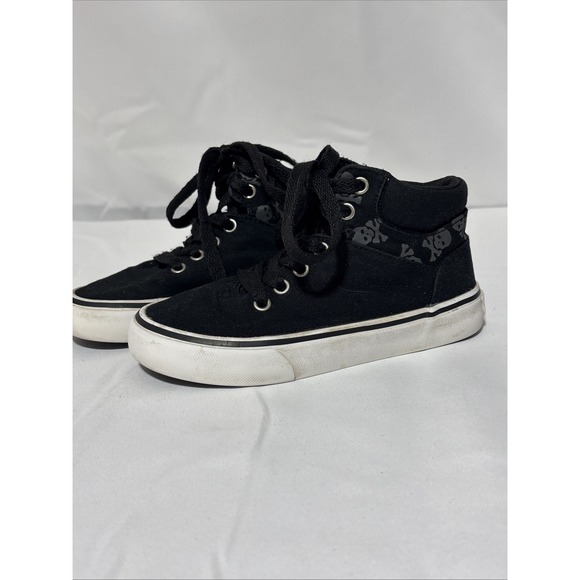 Maui & Sons Unisex Kids Toddler Shoes Size 11c Black Lace Up Skateboarding Skull - Picture 1 of 13